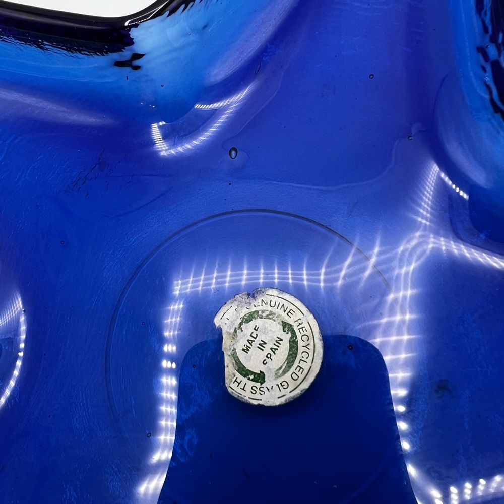 Starfish Glass Bowl / Tray Cobalt Blue Ocean & Beach Themed W Original Sticker - Picture 7 of 9